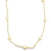 Ball Chain With 8mm Synthetic Pearls Necklace (F250) - Freeyouthzbandz