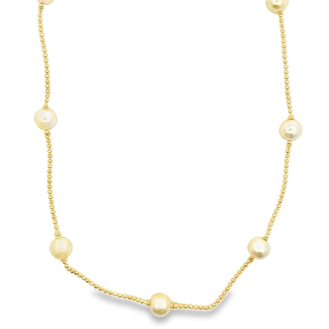 Ball Chain With 8mm Synthetic Pearls Necklace (F250) - Freeyouthzbandz