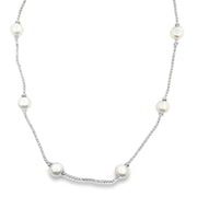 Ball Chain With 8mm Synthetic Pearls Necklace (F250) - Freeyouthzbandz
