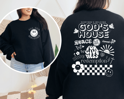 Christian Apparel - Gods House - Sweatshirt Style - Freeyouthzbandz