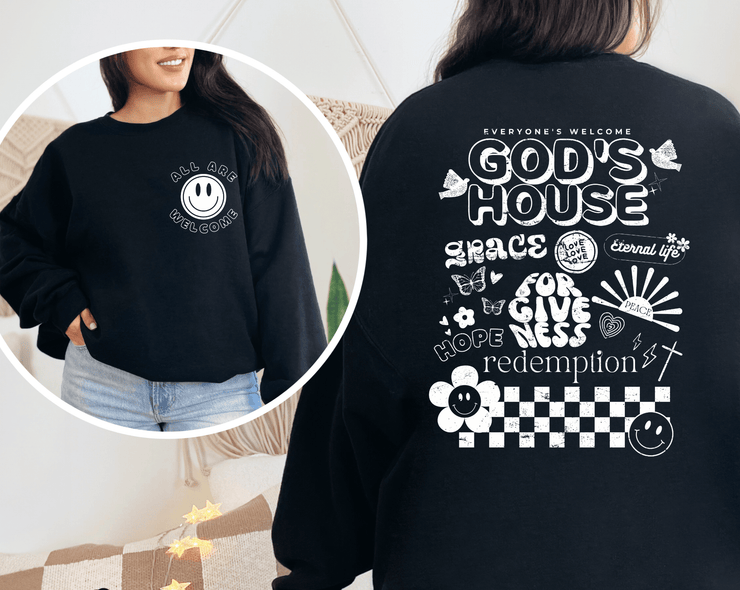 Christian Apparel - Gods House - Sweatshirt Style - Freeyouthzbandz