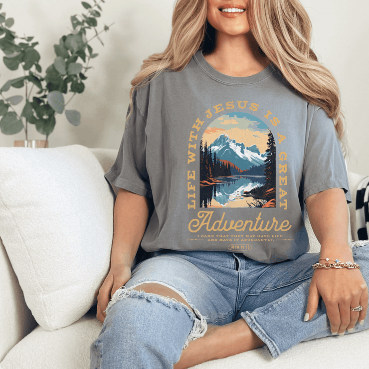 Christian Tshirt - Adventure with Jesus - Boutique Brand - Freeyouthzbandz