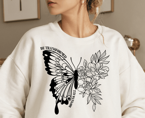 Christian Sweatshirt - Be Transformed - Butterfly - Freeyouthzbandz