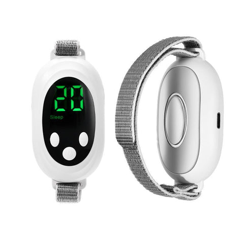 NNEDSZ White Portable Sleep Aid Device - EMS Pulse Relaxation & Stress Relief Gadget with LED Display, Adjustable Wrist Strap - Freeyouthzbandz