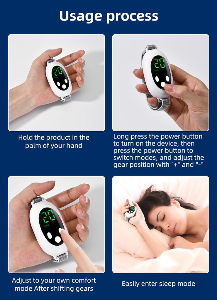 NNEDSZ Green Portable Sleep Aid Device - EMS Pulse Relaxation & Stress Relief Gadget with LED Display, Adjustable Wrist Strap - Freeyouthzbandz