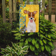 Summer Sunflowers Brown White Smooth Jack Russell Terrier Garden Flag - Freeyouthzbandz
