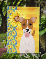 Summer Sunflowers Brown White Smooth Jack Russell Terrier Garden Flag - Freeyouthzbandz