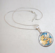 Angels Watching Over Silver Plated Mother of Pearl Jewelry Necklace - 43046 - Freeyouthzbandz