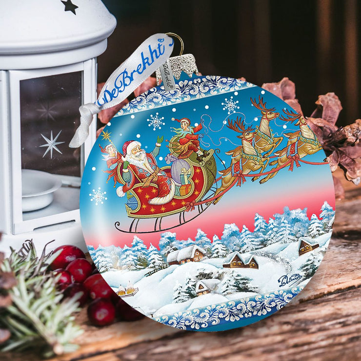 Up - Up Away Ball Glass Ornament Limited Edition by G. DeBrekht - Christmas Santa Snowman Decor - 73842 - Freeyouthzbandz