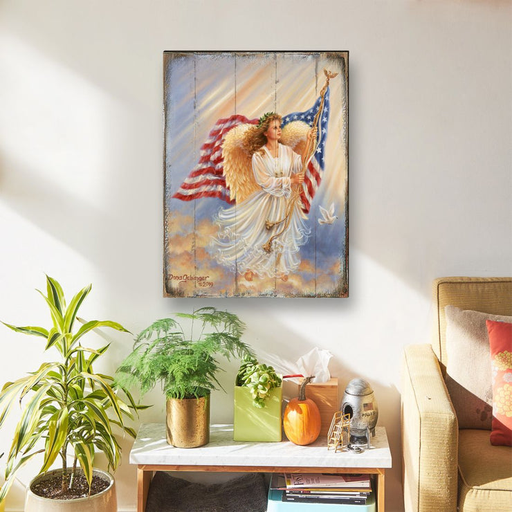 American Angel Art Wooden Wall Art by D. Gelsinger - American Patriotic Decor - 95655B - 0107 - Freeyouthzbandz