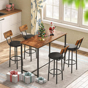 Rustic Brown PU Bar Stools Set of 2 26 Inch With Footrest - Freeyouthzbandz