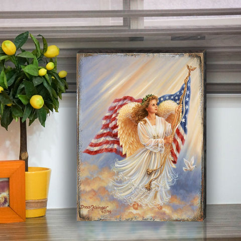 American Angel Art Wooden Wall Art by D. Gelsinger - American Patriotic Decor - 95655B - 0107 - Freeyouthzbandz
