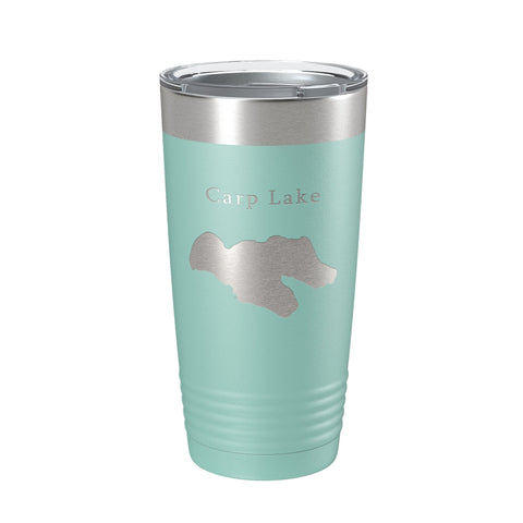 Carp Lake Map Tumbler Travel Mug Insulated Laser Engraved Coffee Cup Michigan 20 oz - Freeyouthzbandz