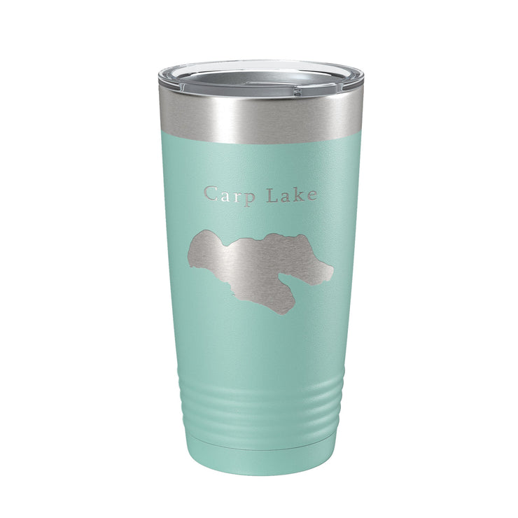 Carp Lake Map Tumbler Travel Mug Insulated Laser Engraved Coffee Cup Michigan 20 oz - Freeyouthzbandz