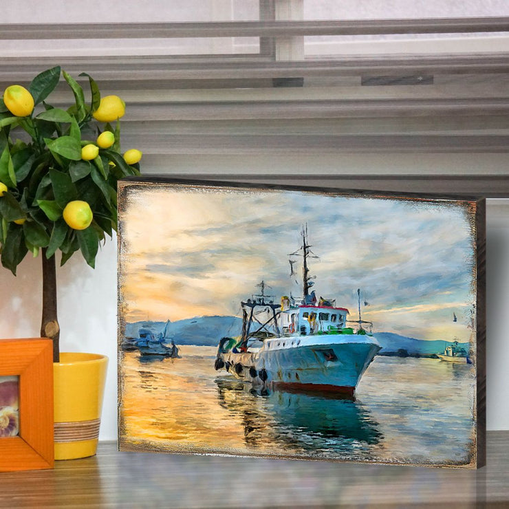 Fishing Boat Wood Wooden Coastal Wall Art by Nature Wonders - Coastal Sea - Life Decor - 95235B - Freeyouthzbandz