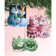 Whimsical Cats Wooden Ornaments Set of 3 by Laura Seeley - Pets Dog and Cats Decor - 8100101S3 - LS - Freeyouthzbandz