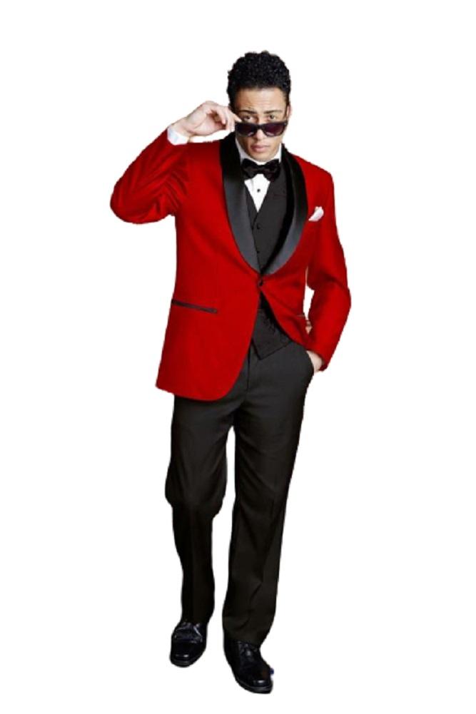 "Bradford" Red Tuxedo Jacket Shawl (Separates) - Freeyouthzbandz