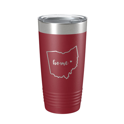 Ohio Tumbler Home State Travel Mug Insulated Laser Engraved Map Coffee Cup 20 oz - Freeyouthzbandz