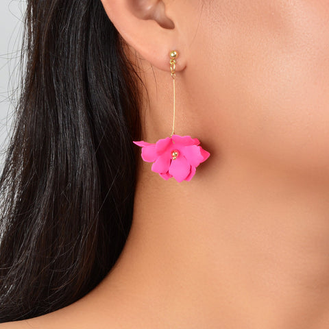Floral Earrings Women Petal Flower Dangling Drop Stud Vogue Handmade Jewellery - Freeyouthzbandz