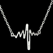 Cool Punk Goth Black Silver Chain Minimalist Heartbeat Abstract Art Necklace - Freeyouthzbandz