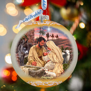 A Miracle Is Born in Gold Lg Glass Ornament by D. Gelsinger - Nativity Holiday Decor - 73952G - Freeyouthzbandz