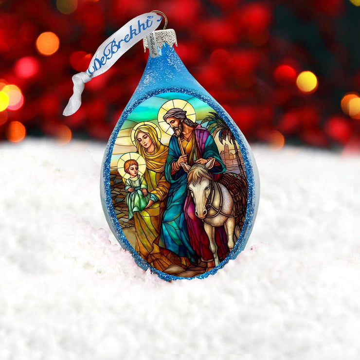 Holy Family Drop Glass Ornament by G. Debrekht - Nativity Holiday Decor - 757 - 054 - Freeyouthzbandz