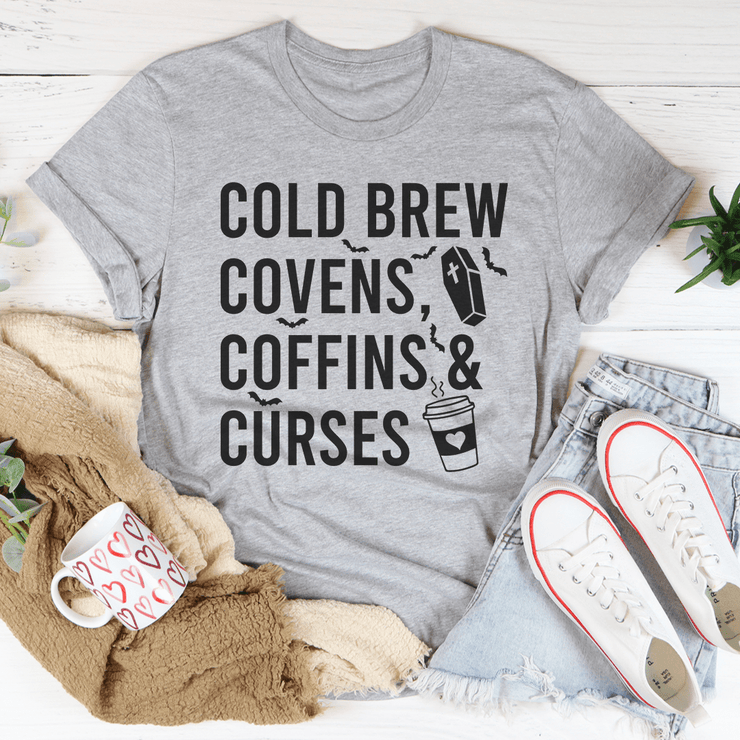 Cold Brew Covens Coffins Curses Tee - Freeyouthzbandz