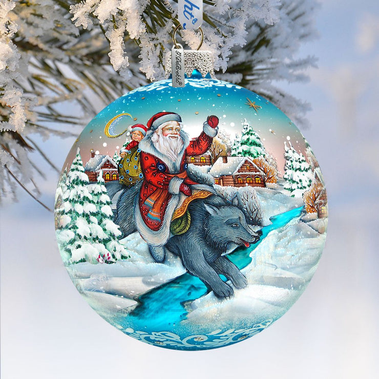 Christmas Arrival Fairytale Glass Ornament Limited Edition by G. DeBrekht - Christmas Santa Snowman Decor - 73866 - Freeyouthzbandz