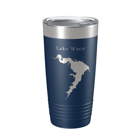 Lake Waco Map Tumbler Travel Mug Insulated Laser Engraved Coffee Cup Texas 20 oz - Freeyouthzbandz