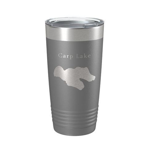 Carp Lake Map Tumbler Travel Mug Insulated Laser Engraved Coffee Cup Michigan 20 oz - Freeyouthzbandz