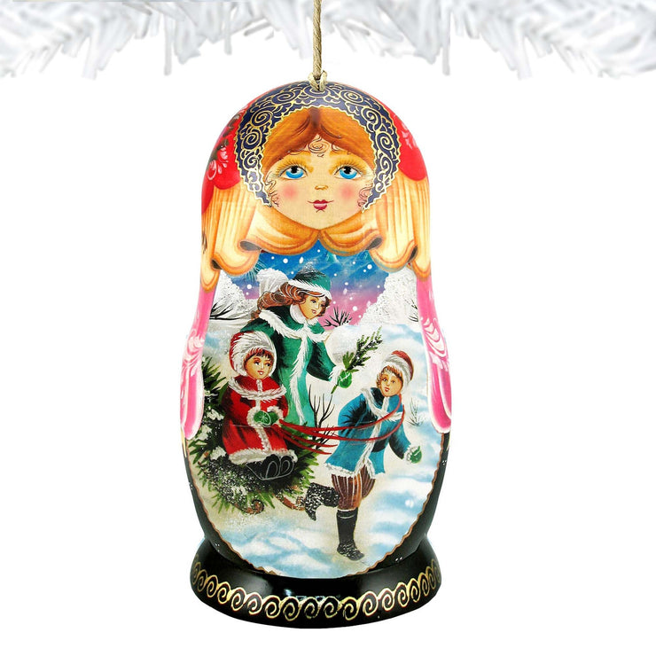 Children Play Matreshka Wooden Ornaments by G. DeBrekht - Christmas Decor - 8110762 - Freeyouthzbandz