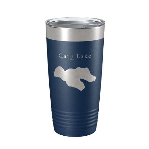 Carp Lake Map Tumbler Travel Mug Insulated Laser Engraved Coffee Cup Michigan 20 oz - Freeyouthzbandz
