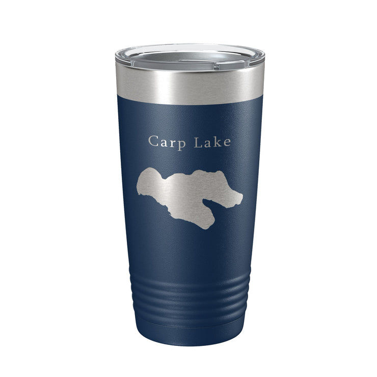 Carp Lake Map Tumbler Travel Mug Insulated Laser Engraved Coffee Cup Michigan 20 oz - Freeyouthzbandz