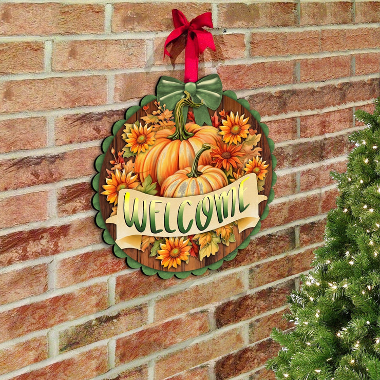 Welcome Front Door Welcome Sign, Wooden Front Porch Decor by G. Debrekht Thanksgiving Halloween Decor - 933123H - Freeyouthzbandz