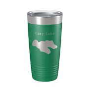 Carp Lake Map Tumbler Travel Mug Insulated Laser Engraved Coffee Cup Michigan 20 oz - Freeyouthzbandz