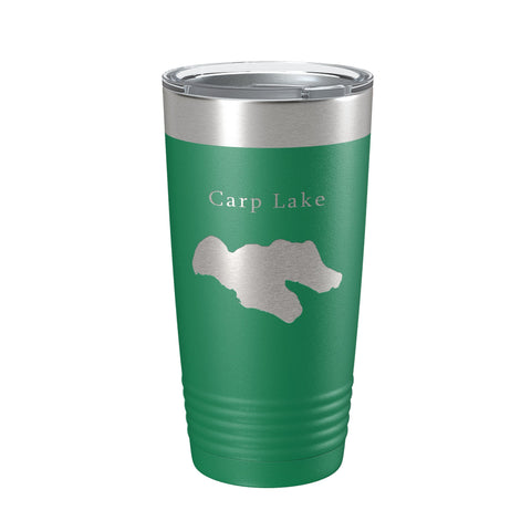 Carp Lake Map Tumbler Travel Mug Insulated Laser Engraved Coffee Cup Michigan 20 oz - Freeyouthzbandz