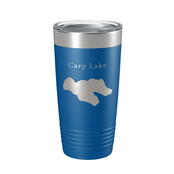 Carp Lake Map Tumbler Travel Mug Insulated Laser Engraved Coffee Cup Michigan 20 oz - Freeyouthzbandz