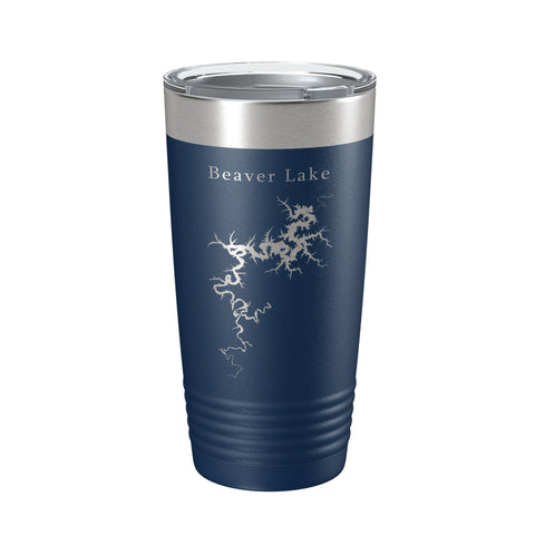 Beaver Lake Map Tumbler Travel Mug Insulated Laser Engraved Coffee Cup Arkansas 20 oz - Freeyouthzbandz