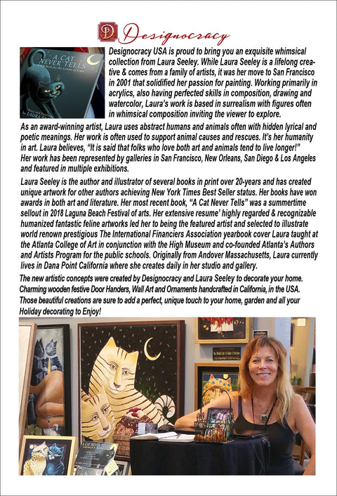 Whimsical Cats Wooden Ornaments Set of 3 by Laura Seeley - Pets Dog and Cats Decor - 8100101S3 - LS - Freeyouthzbandz