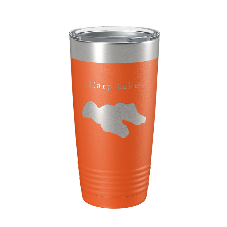 Carp Lake Map Tumbler Travel Mug Insulated Laser Engraved Coffee Cup Michigan 20 oz - Freeyouthzbandz