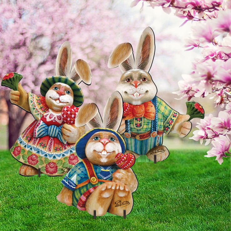 Easter Bunny Family Outdoor Decor by G. DeBrekht - Easter Spring Decor - 8154420F - S3 - Freeyouthzbandz