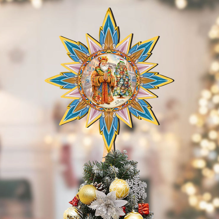 Italian - inspired Santa Tree Topper Wooden Decor by G. Debrekht - Santa Snowman Decor - 89522 - Freeyouthzbandz
