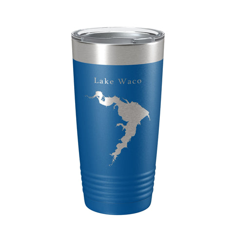 Lake Waco Map Tumbler Travel Mug Insulated Laser Engraved Coffee Cup Texas 20 oz - Freeyouthzbandz