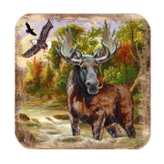 Moose Wooden Cork Coasters Gift Set of 4 by Nature Wonders - Nature Wildlife Decor - 95216 - 2C - S4 - Freeyouthzbandz
