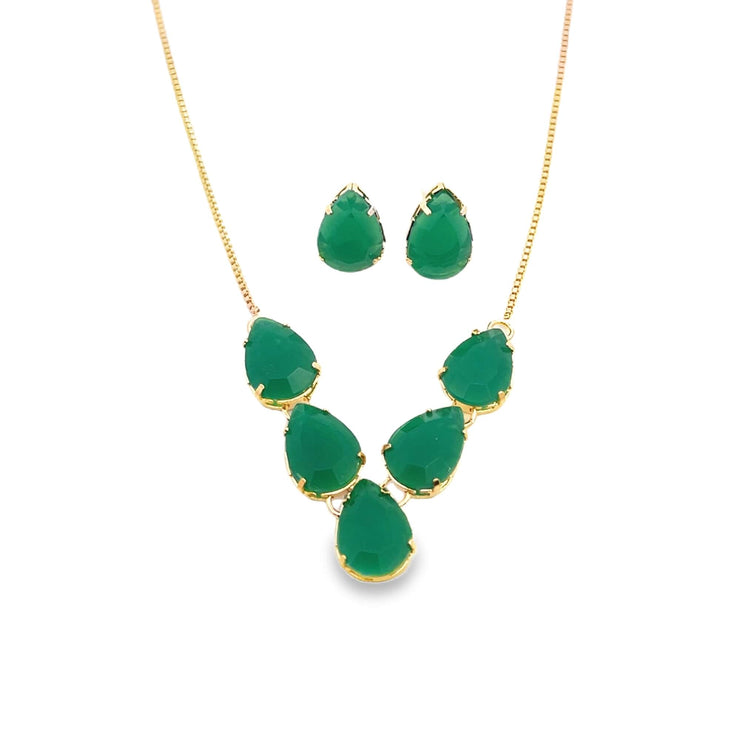 Marquise Jade Stone Necklace (H199) - Freeyouthzbandz