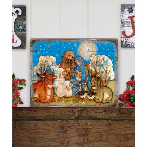 Nostalgic Nativity Wooden Wall Art by G. DeBrekht - Nativity Holiday Decor - 8673852B - Freeyouthzbandz