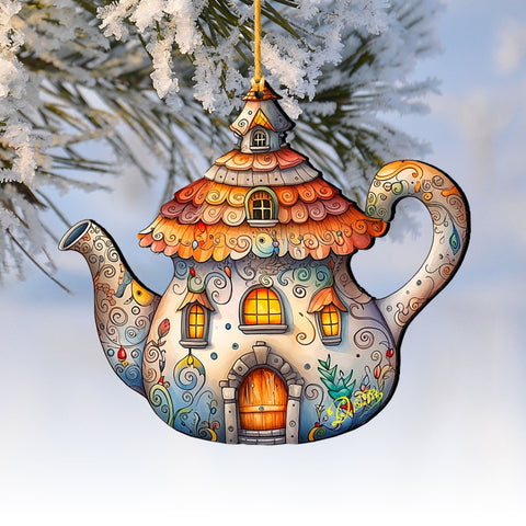 Teapot Decorative Wooden Ornaments by G. Debrekht - Love Family Decor - 8688312 - Freeyouthzbandz