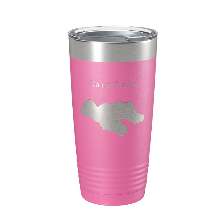 Carp Lake Map Tumbler Travel Mug Insulated Laser Engraved Coffee Cup Michigan 20 oz - Freeyouthzbandz