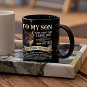 To My Son Black Wolf Coffee Mug - 11oz Ceramic Cup - Freeyouthzbandz