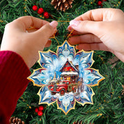 Christmas Cottage Snowflake Wooden Ornaments by G. Debrekht - Christmas Decor - 8688406 - Freeyouthzbandz